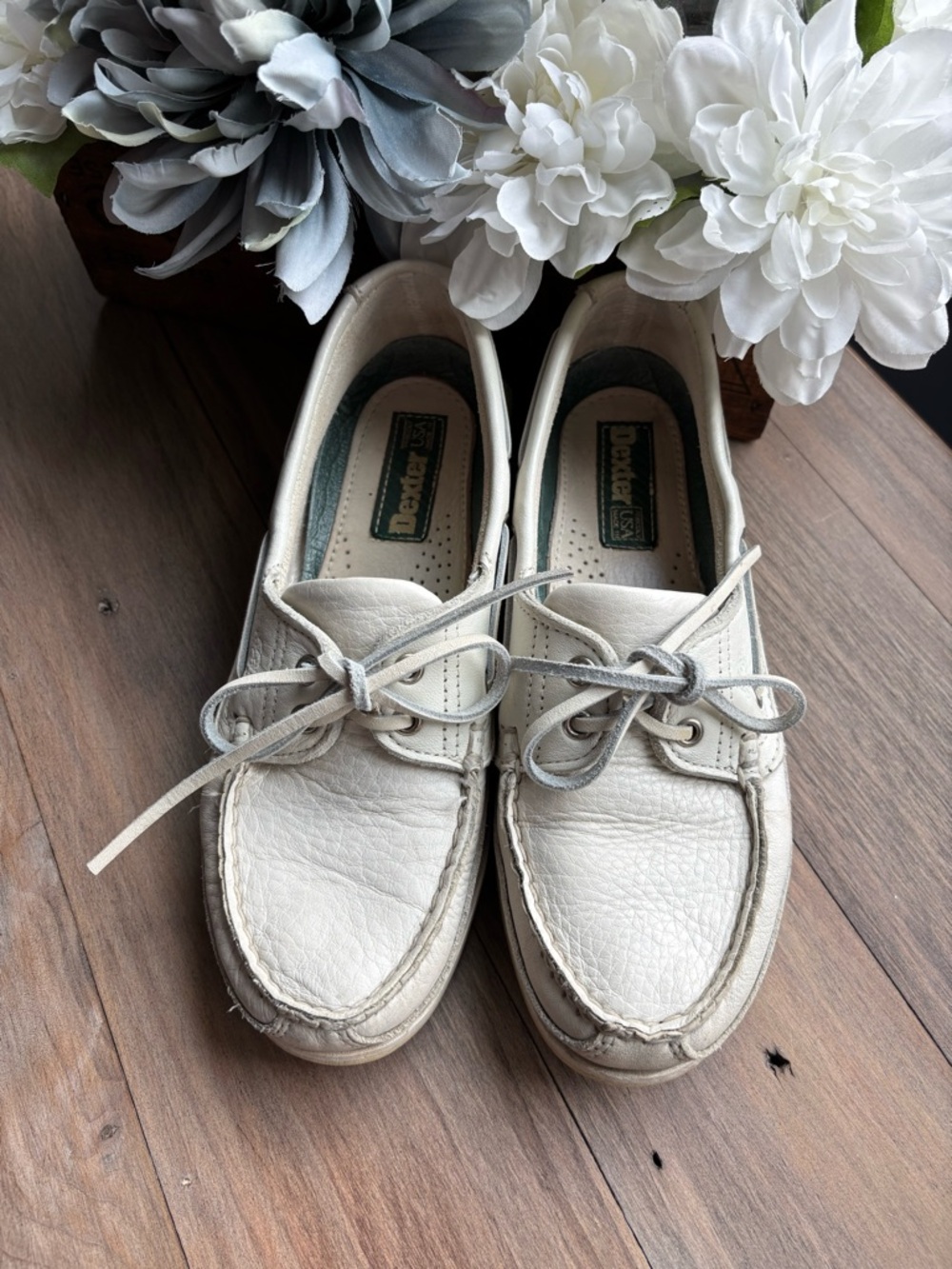 Dexter white leather loafers